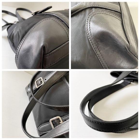 ❤️SOLD❤️Prada black Tessuto nylon and leather triangle logo buckle tote bag - Picture 5 of 10